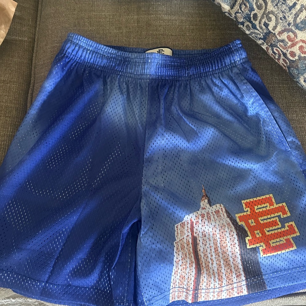 Blue Mesh Athletic Shorts